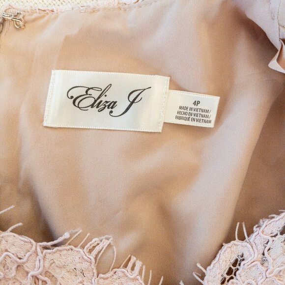 Eliza J Pink Lace Bell Sleeve Dress – Size 4P Petite Fit & Flare Wedding Guest - Picture 3 of 5